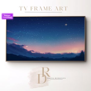 Frame TV Art Dusk Night Stars Celestial Starry Art Downloadable Tv Art Light Aesthetic Rustic Tv Art Vintage Frame TV Art 4k Modern TV Art