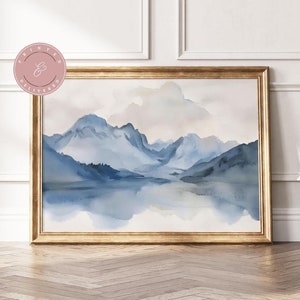 Mountain Wall Art Extra Large Wall Art Shipped Prints Water Color Mountain Range Physical Print Preppy Wall Art Mountain Art