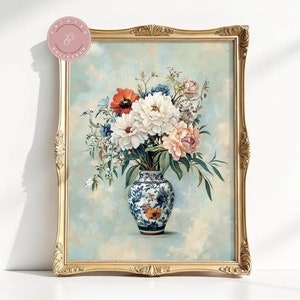 Botanical Wall Art Vintage Still Life Floral Wall Art Large Physical Print Vertical Living Room Flower Decor Maximalist Art Shipped Prints