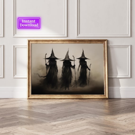 Witchy Decor Halloween Wall Art Printable Vintage Witch Halloween Rustic Halloween Decor Vintage Halloween Painting Vintage Witch Wall Art