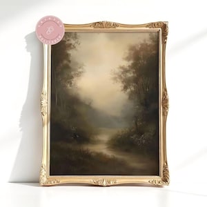 Vintage Landscape Art Print Moody Painting Wall Art Large Shipped Print Landscape Painting Tree Painting Vibrant Tones Maximalist Decor