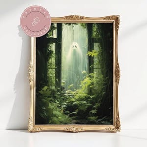 Ghost Outside Looking In Window Physical Print Standing in The Creepy Forest Halloween Wall Art Shipped Prints Spooky Ghost Painting