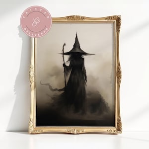 Witchy Decor Halloween Wall Art Physical Print Vintage Witch Halloween Rustic Halloween Decor Vintage Halloween Painting Vintage Wall Art