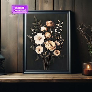 Dark Botanical Prints Vintage Moody Cottagecore Florals Printable Gallery Wall Art Dark Academia Aesthetic Vintage-Decoration Vol 3