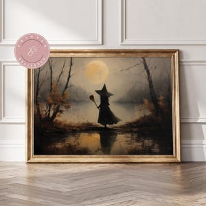 Witchy Decor Halloween Wall Art Vintage Witch Halloween Rustic Physical Print Halloween Decor Vintage Halloween Painting Vintage Witch