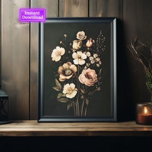 Dark Botanical Prints Vintage Moody Cottagecore Florals Printable Gallery Wall Art Dark Academia Aesthetic Vintage-Decoration Vol 1