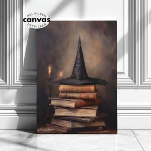Halloween Wall Art Canvas Print Witchy Spells Prints Vintage Neutral Witch Wall Art Witch Art Prints Halloween Painting