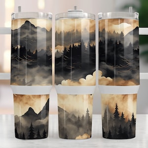 Mountains and lake 40oz Quencher Tumbler Wrap outdoor 40oz Sublimation Design Seamless 40oz Tumbler Wrap, Sublimation tumbler quencher PNG