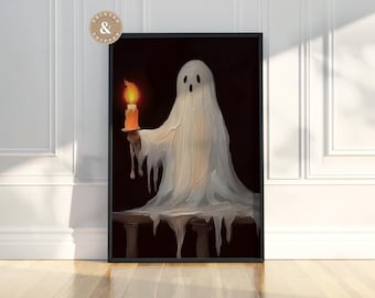 Ghost Painting Halloween Wall Art Vintage Ghost Print Gothic Halloween Poster Spooky Ghost Art Physical Print Dark Academia Decor
