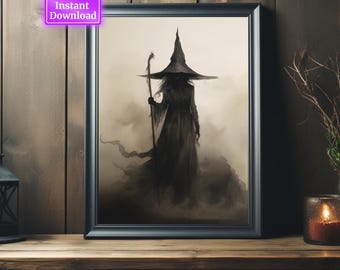 Witchy Decor Halloween Wall Art Printable Vintage Witch Halloween Rustic Halloween Decor Vintage Halloween Painting Vintage Witch Wall Art