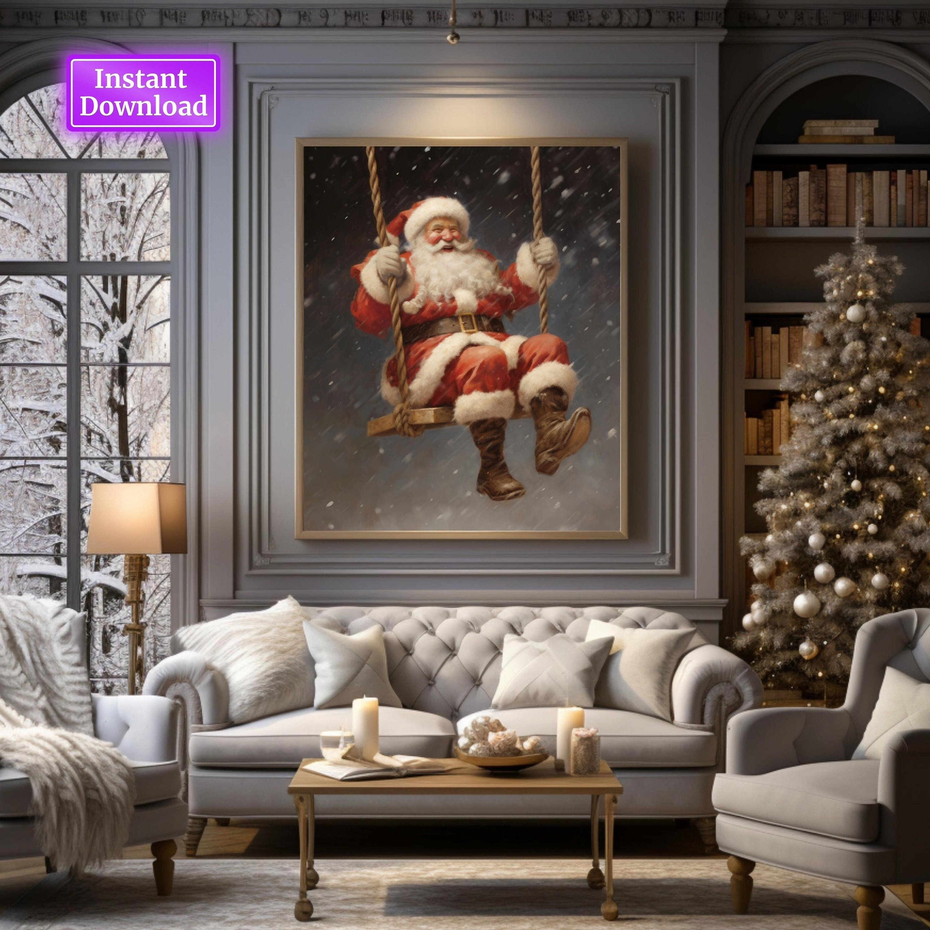 Santa on a Swing - Etsy