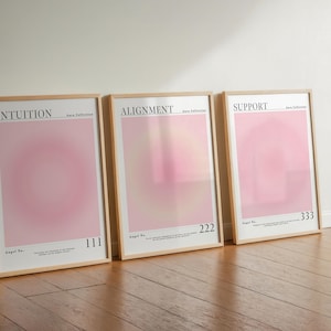 Positive Aura Posters Set Of 3 Pink Spiritual Gradient Aura Poster Print Trendy wall Art Positive Energy Colourful Aura Poster Aura Wall Art image 12