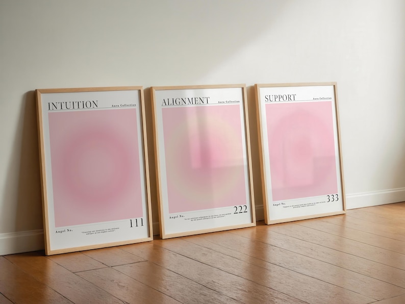 Positive Aura Posters Set Of 3 Pink Spiritual Gradient Aura Poster Print Trendy wall Art Positive Energy Colourful Aura Poster Aura Wall Art image 12
