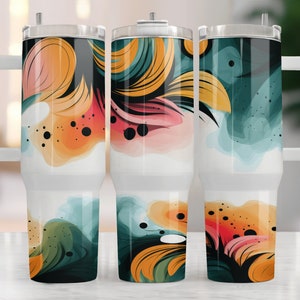 40oz Quencher Tumbler Wrap Bright Floral Wave 40oz Sublimation Design Seamless 40oz Tumbler Wrap Sublimation Downloads PNG 40 oz cup