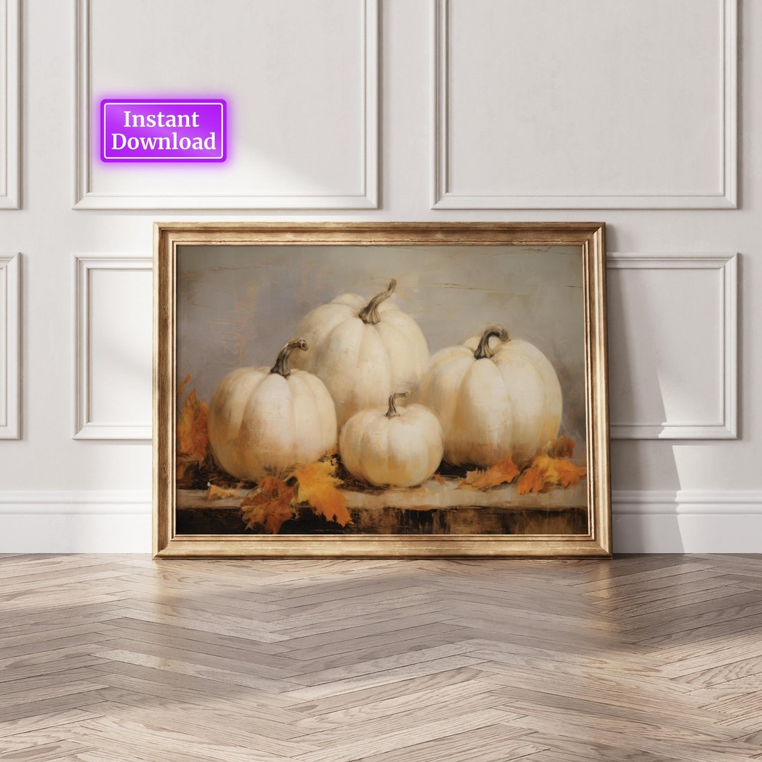 Fall Wall Decor Printable Pumpkin Still Life Painting Rustic Fall Art ...