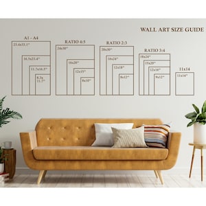 May include: A wall art size guide with different ratios and sizes listed in inches. The guide shows the dimensions of various sizes of wall art, including 11x14, 12x16, 15x20, 18x24, 20x30, 24x30, 16x20, 12x15, 8x10, 16x24, 12x18, 8x12, 9x12, 11x14, 23.4x33.1, 16.5x23.4, 11.7x16.5, 8.3x11.7.