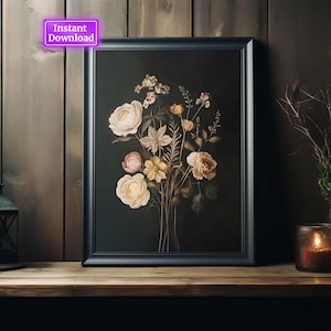 Dark Botanical Prints Vintage Moody Cottagecore Florals Printable Gallery Wall Art Dark Academia Aesthetic Vintage-Decoration Vol 2