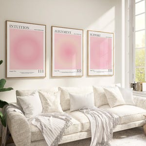 Positive Aura Posters Set Of 3 Pink Spiritual Gradient Aura Poster Print Trendy wall Art Positive Energy Colourful Aura Poster Aura Wall Art image 2