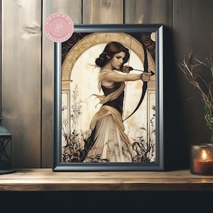 Artemis Premium Poster Greek Goddess of Hunting Art Nouveau Shipped Print Divine Feminine Art Home Decor Greek Mythology Physical Print