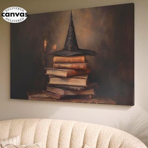 Halloween Wall Art Canvas Print Witchy Spells Prints Vintage Neutral Witch Wall Art Witch Art Prints Halloween Painting