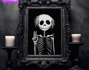 Skeleton print Halloween printable wall art Halloween decor Halloween poster Halloween print Halloween printable skeleton Halloween wall art