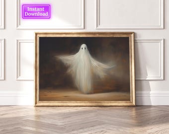 Halloween Wall Art Printable Halloween Rustic Halloween Decor Ghost Halloween Painting Vintage Ghost Painting Vintage Prints Spooky Wall Art