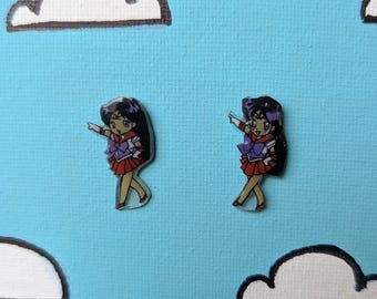 Sailor Mars stud earrings, handmade. Sailor Moon