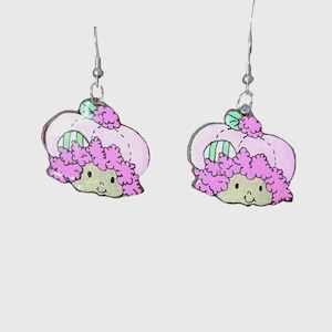 Raspberry Tart vintage style, handmade earrings Strawberry Shortcake cartoon