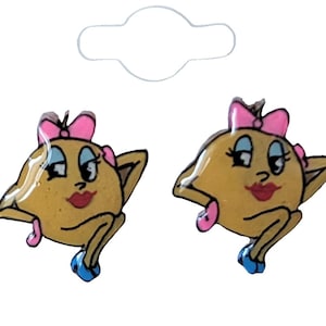 Ms. Pac-Man handmade stud earrings 80&#39;s