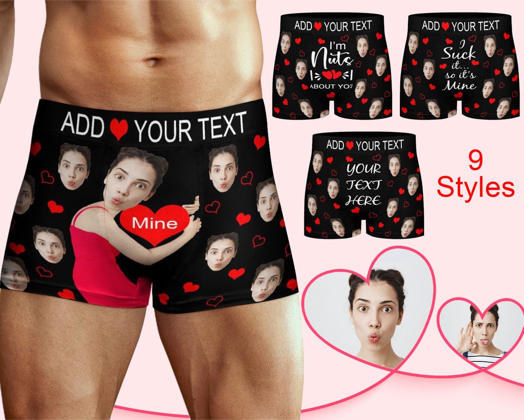 Custom Men's Boxer With Faces, Personalized Valentien's Day Gifts