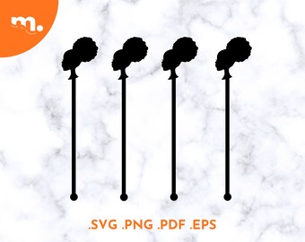 Afro Swizzle Stick PNG | Barb Birthday Party Decor (Digital File)