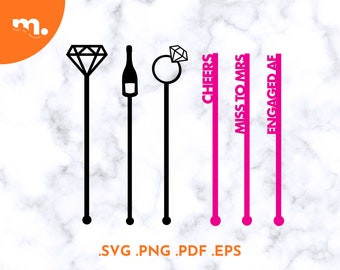 Bachelorette Drink Stirrers SVG File | Bachelorette Stir Stick Laser Cut File | Engagement Swizzle Sticks SVG | Engagement Cut File | Bach