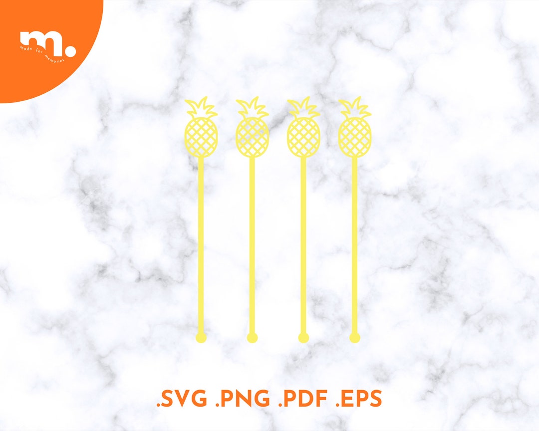 Pineapple Drink Stirrers SVG File Pineapple Stir Sticks Laser Cut File