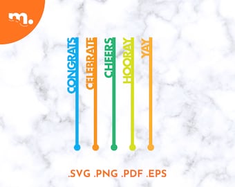 Celebration Drink Stirrers SVG File | Cheers Stir Stick Laser Cut File | Celebration Swizzle Sticks SVG | Celebration Cut File | Party SVG