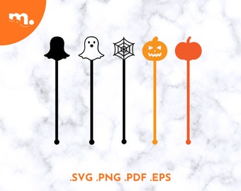 Halloween Drink Stirrers SVG | Halloween Swizzle Sticks | Halloween Glowforge Laser Cut File | Halloween Stir Stick Bundle | Halloween Party