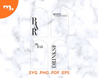 Wedding Bar Menu SVG Bundle | Cocktail, Drink Sign (Digital Download)