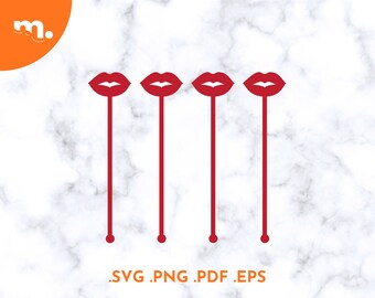 Lips Drink Stirrers SVG File | Lips Stir Stick Laser Cut File | Lips Swizzle Sticks SVG | Lips Cut File | Kiss SVG | Bachelorette Party svg