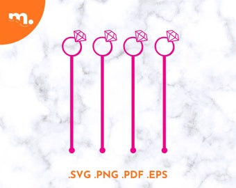 Diamond Ring Swizzle Sticks SVG File | Diamond Ring Stir Sticks Laser Cut File | Diamond Ring Drink Stirrers Svg | Diamond Ring Cut File