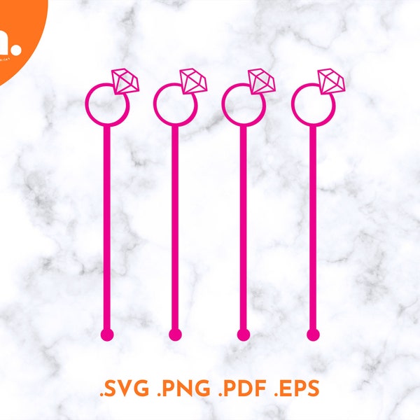 Diamond Ring Swizzle Sticks SVG File | Diamond Ring Stir Sticks Laser Cut File | Diamond Ring Drink Stirrers Svg | Diamond Ring Cut File