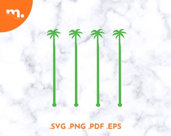 Palmier boisson agitateurs fichier Svg | Palm Tree Swizzle Sticks Laser Cut File | Bâtonnet à mélanger palmier | Svg Cricut | Svg Glowforge | Plage Svg