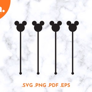 Disney Inspired Drink Stirrers SVG File | Mouse Ears Stir Stick Laser Cut File | Disney Inspired Swizzle Sticks SVG | Mouse Ears Cut File