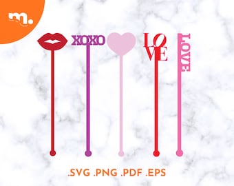 Valentines Day Drink Stirrers SVG File | Valentines Stir Stick Laser Cut File | Valentines Swizzle Sticks SVG | Valentines Day Cut File
