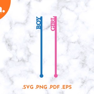 Gender Reveal Swizzle Sticks SVG File | Gender Reveal Drink Stirrers Laser Cut File | Gender Reveal Party Svg | Gender Reveal Cricut | PNG