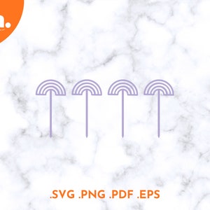 Rainbow Cake Topper SVG File | Rainbow Cupcake Toppers Laser Cut File | Rainbow Cut File | Rainbow Cricut Svg | Rainbow Birthday Svg | PNG