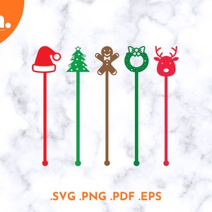 Weihnachtsgetränkerührer SVG | Urlaub Stir Stick Laser Cut Datei | Weihnachtsfeier Getränkerührer | Weihnachtsstäbchen | Weihnachten SVG