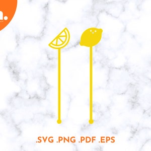 Lemon Drink Stir | Lemon Swizzle Stick | Lemon Cocktail Stir | Citrus SVG | Lemon SVG File | Lemon Cricut File | Lemon Glowforge SVG File