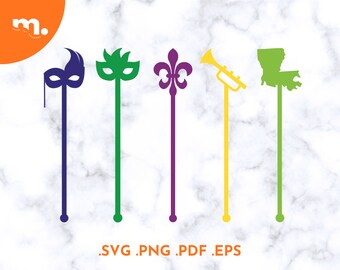 Mardi Gras Drink Stirrers SVG File | Mardi Gras Stir Stick Laser Cut File | Mardi Gras Swizzle Sticks SVG | Mardi Gras Cut File | Louisiana