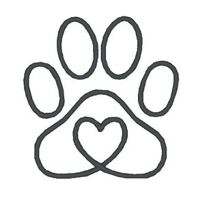 Dog Paw Heart Embroidery Design