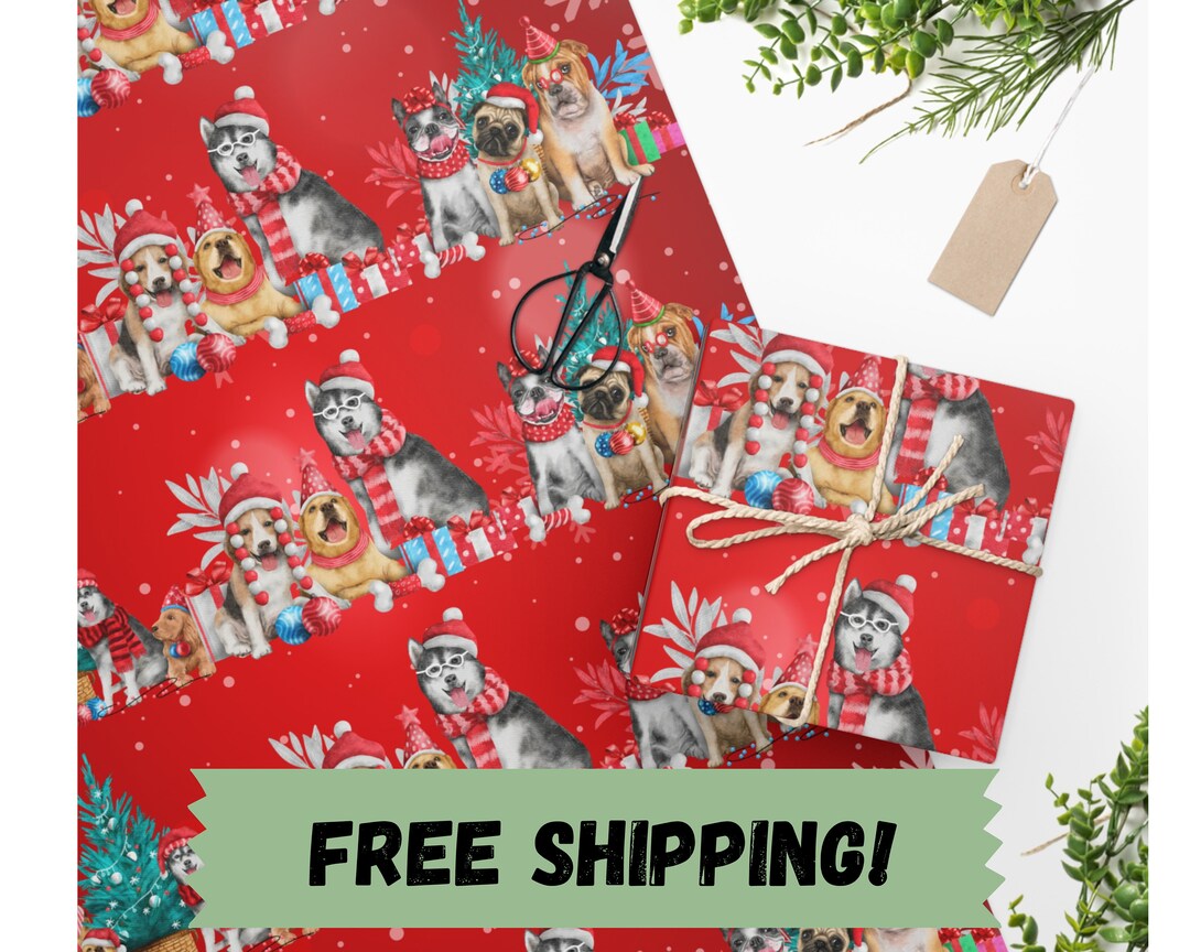 Christmas Dogs Wrapping Paper Dog Owner Christmas Gift Wrap Etsy