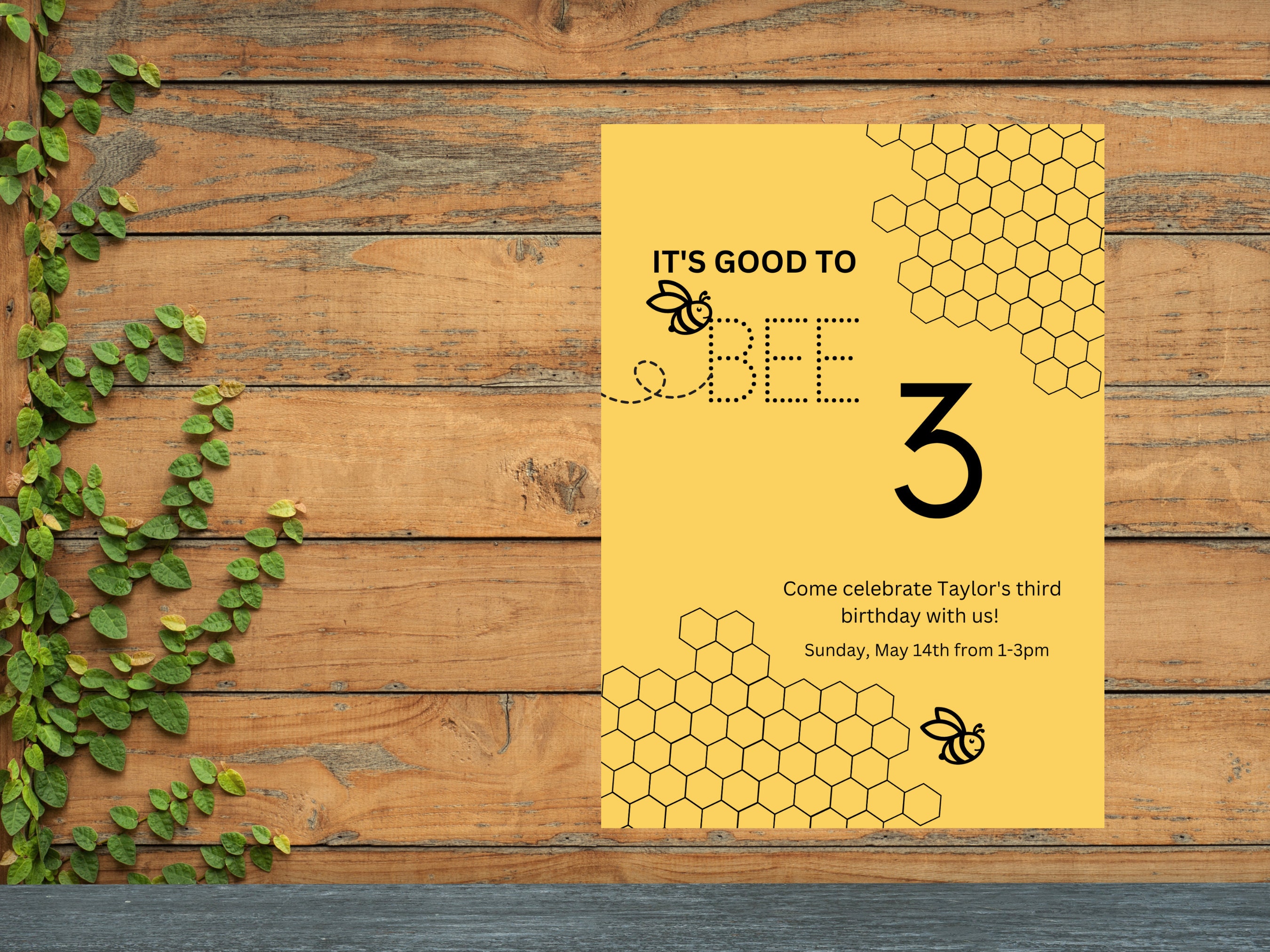 Third Birthday Invitation Bee Birthday Party Invite Template Bumble Bee Party Invitation Invitation Template Download